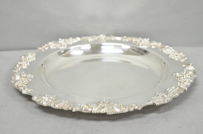 Vintage English Victorian Sheffield Silver Plated Grapevine Repousse 12" Dish
