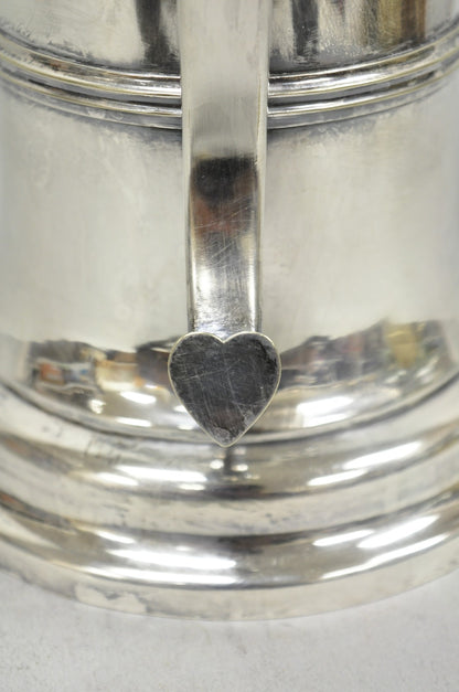Antique English Regency Silver Plated Flagon Pitcher w/ Heart Handle
