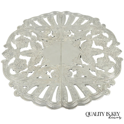 Vintage Wallace 7332 Victorian Style Silver Plated Expanding Pot Trivet (B)