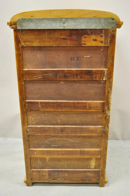Antique Colonial Maple Wood Tall Lingerie Chest Washstand Bedroom Dresser