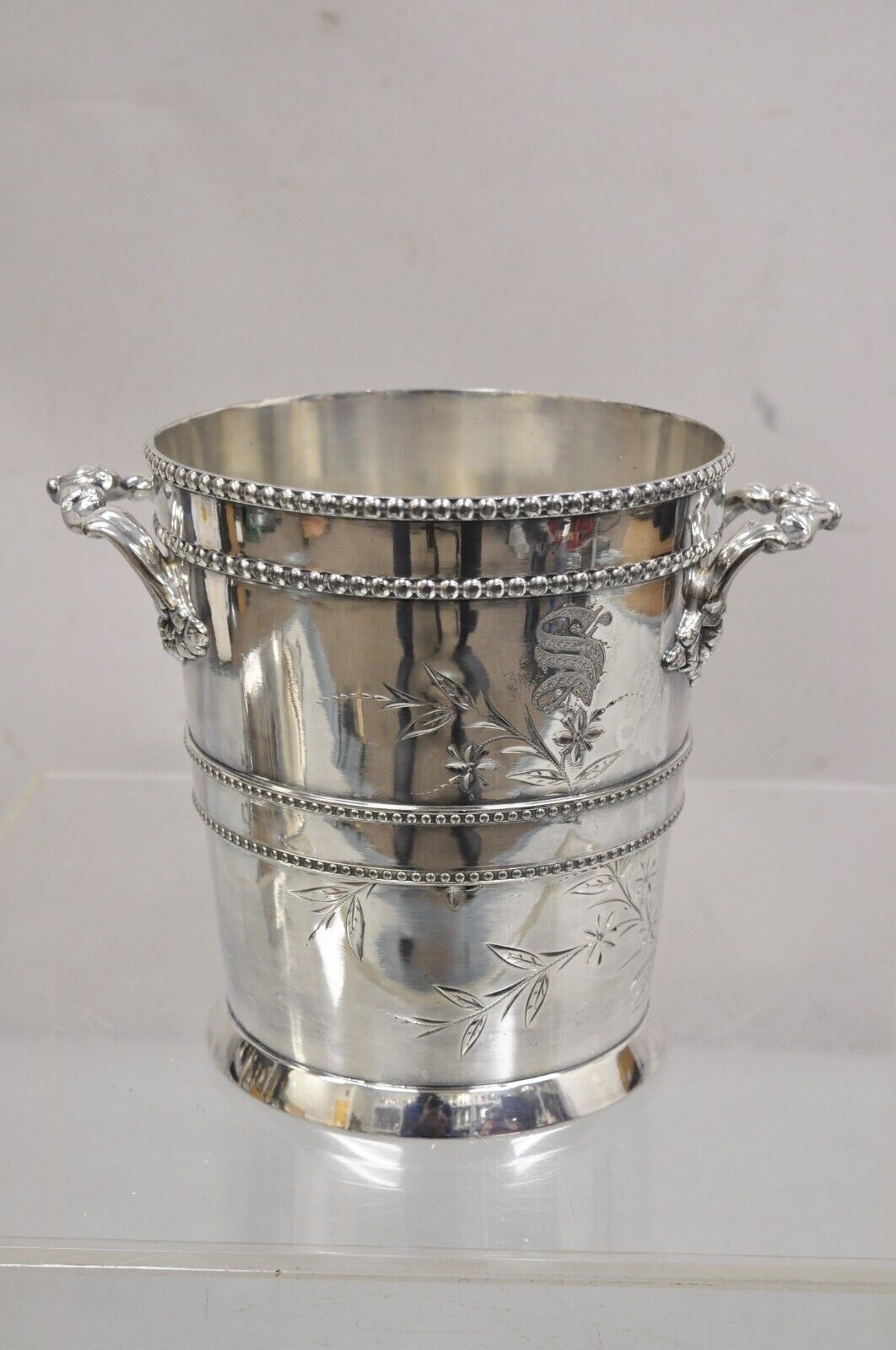 English Victorian Henry Hicks Silver Plated Champagne Ice Bucket Wine Chiller