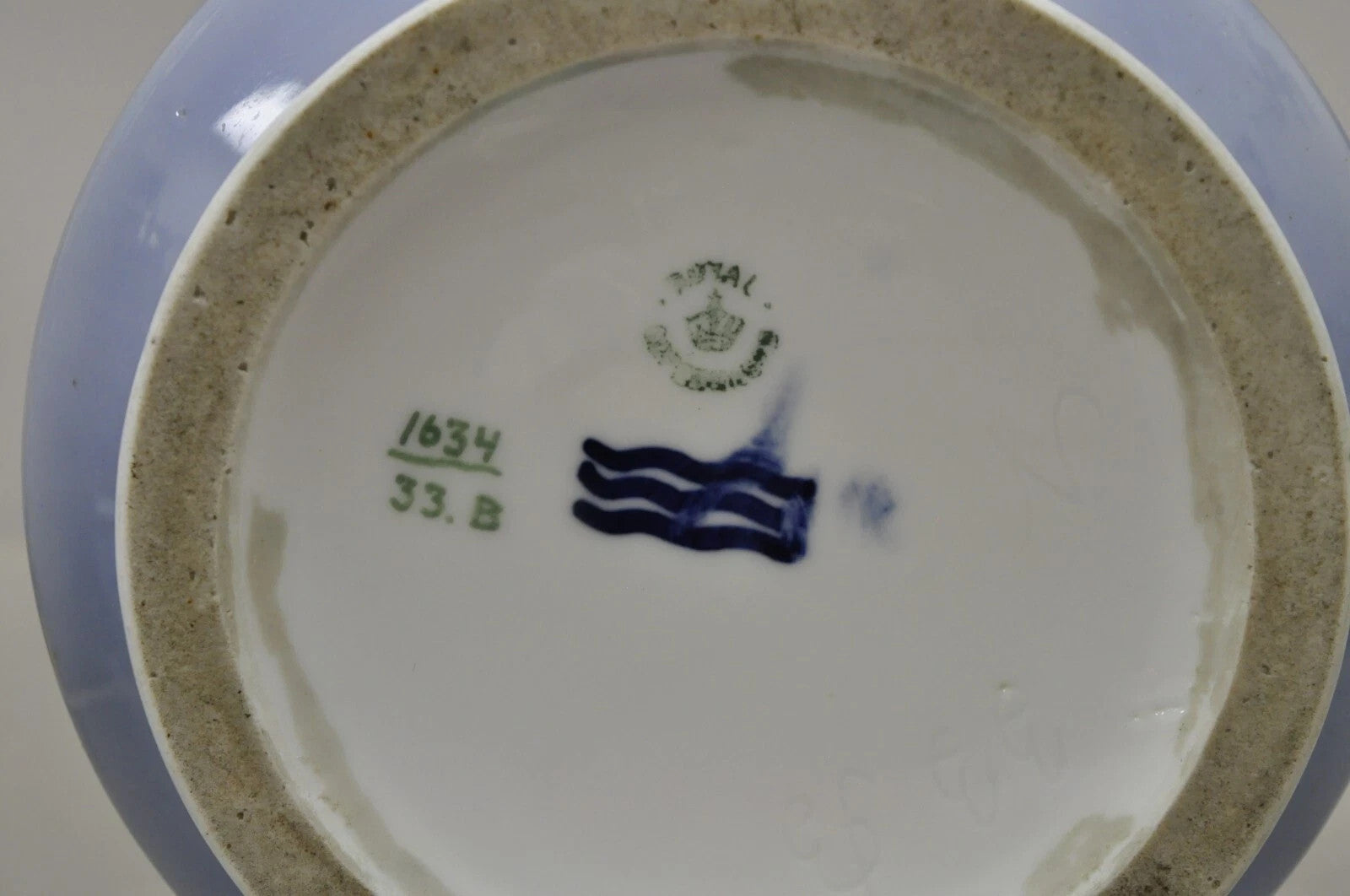 Vintage Royal Copenhagen 13" Blue White Porcelain Nautical Ship Vase 1634 33.B
