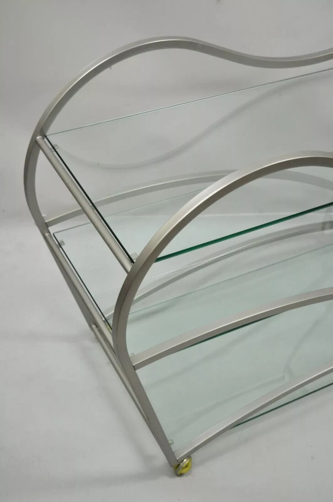 Design Institute of America Rick Lee Brushed Nickel Metal Sculptural Bar Cart