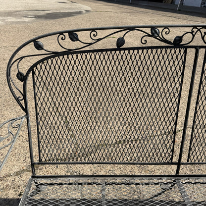 Vintage Salterini Art Nouveau Wrought Iron Garden Patio Sofa Chair Set - 3 Pcs