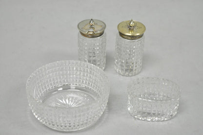 Antique Victorian Silver Plated Footed Cut Glass Breakfast Set Toast Rack w Tray