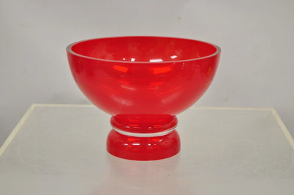 Vintage Marquis Waterford Red 8" Tango Footed Mid Century Modern Glass Bowl