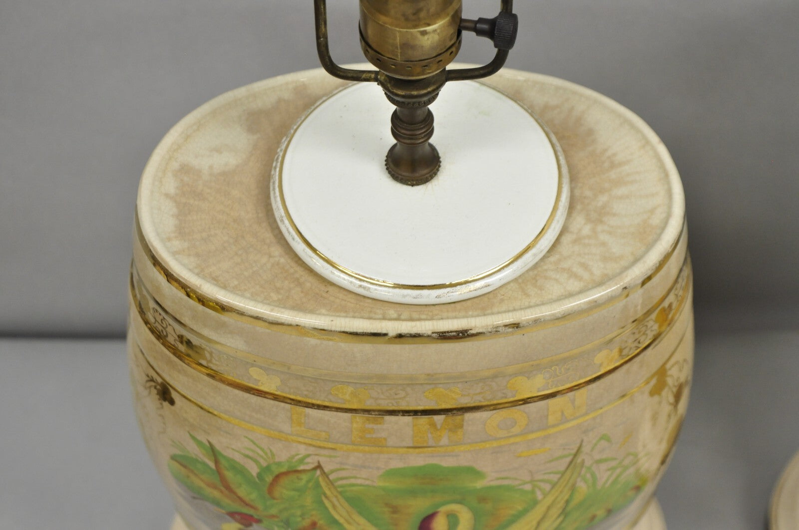 Antique Nichols Salford & Co Raspberry & Lemon Spirit Barrel Table Lamps a Pair