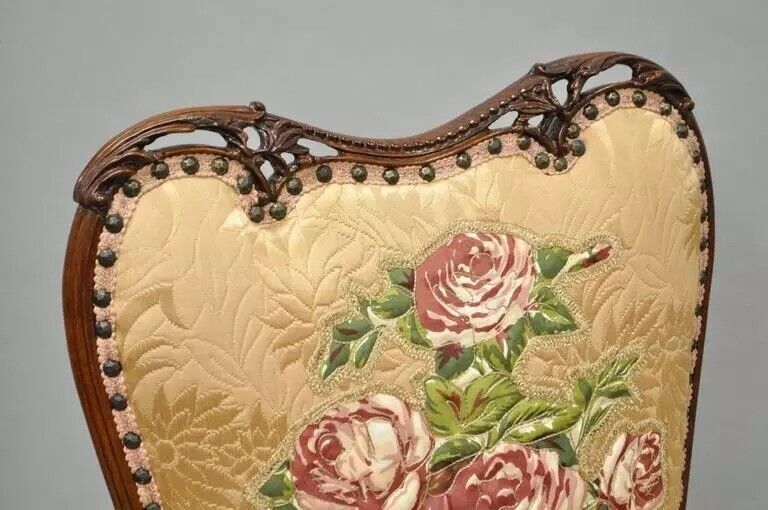 Vintage Grosfeld House French Hollywood Regency Mahogany Fireside Chairs - Pair