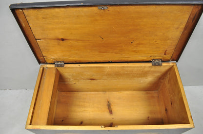 Antique Pennsylvania Dutch Colonial Blue Hand Painted Blanket Chest Trunk