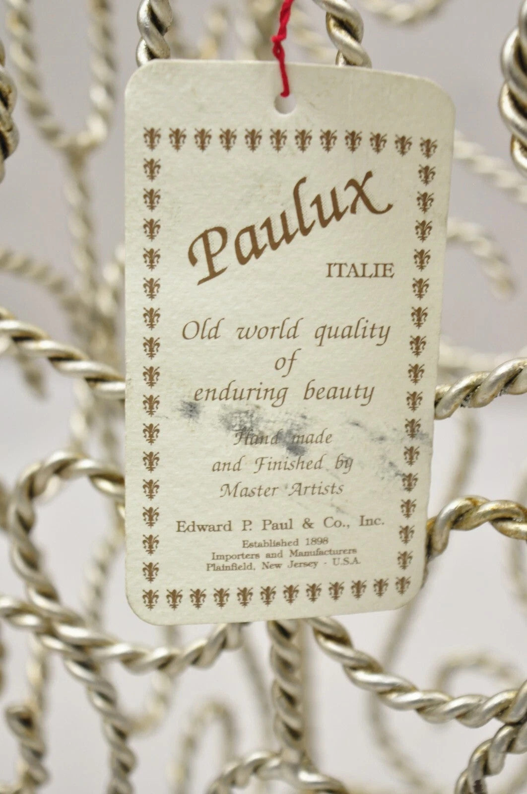 Vintage Italian Hollywood Regency Silver Iron Tassel Wastebasket Trashcan