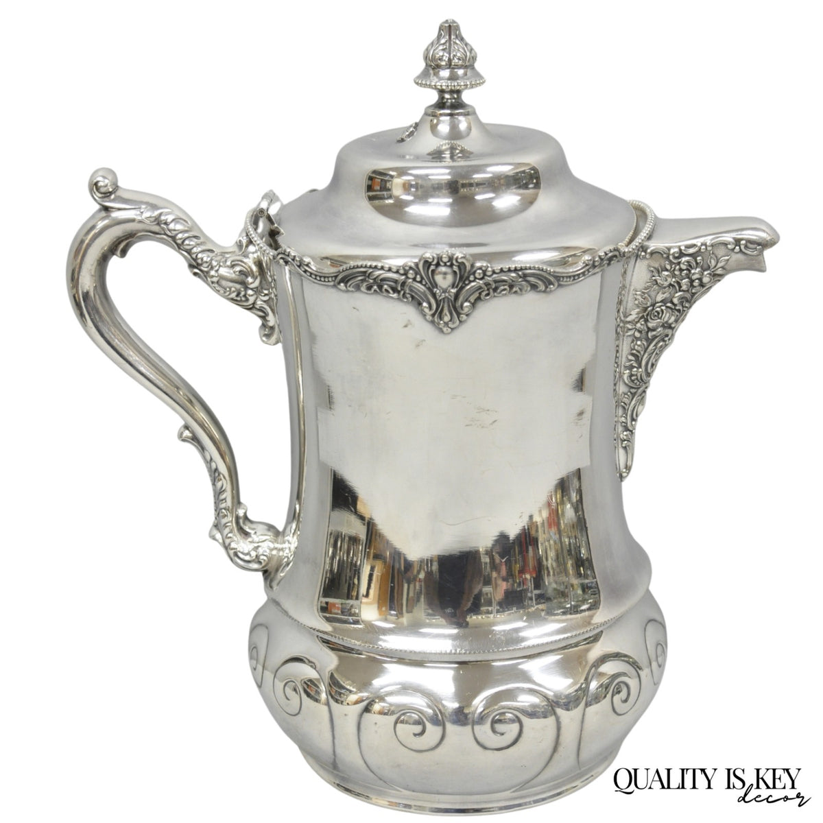 Antique Derby Silver English Victorian Silver Plated Large Warm Water Pitcher