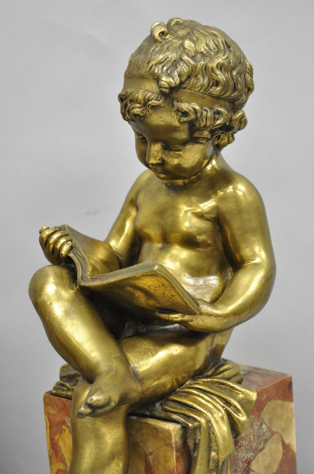 Antique French Louis XV Bronze Putti Children "Arts & Literature" Figures - Pair