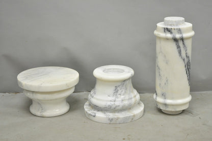 Vintage Italian Classical White Marble Column Form Round 32" Pedestal Bust Stand