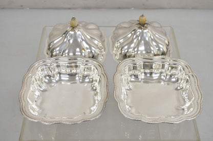 Vintage English Regency Silver Plated Scalloped Covered Dish - a Pair