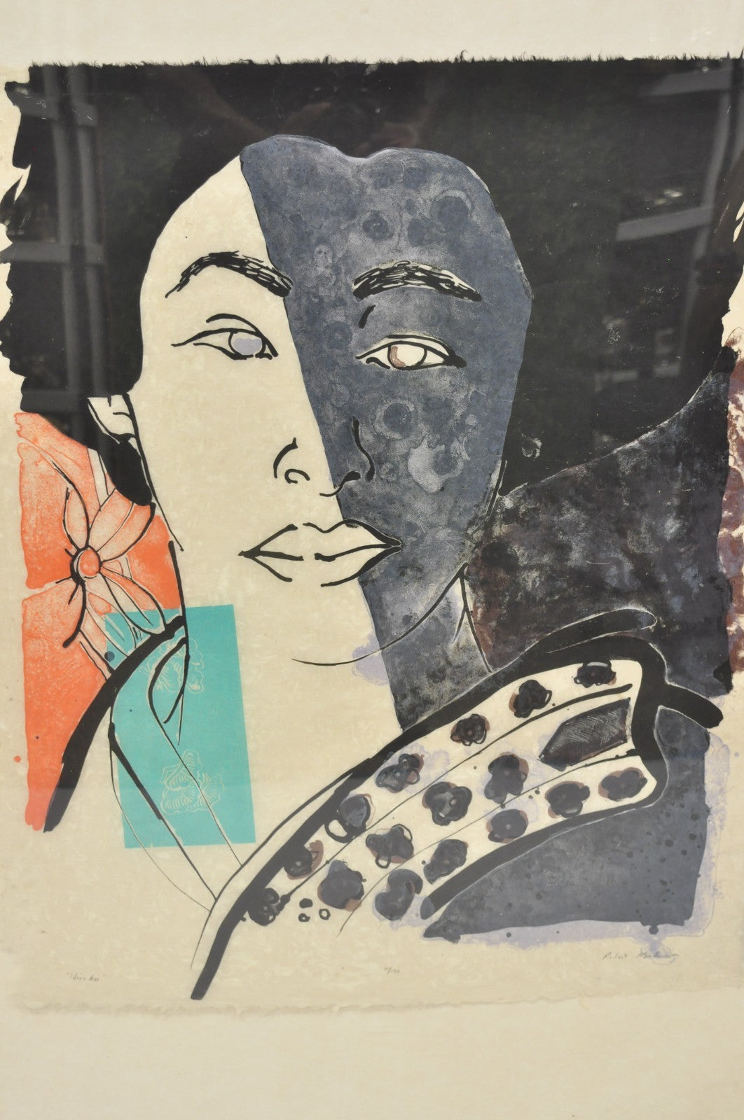 Vintage Robert Kushner 1986 Signed Lithograph Print "Hiroko" for Brooklyn Museum
