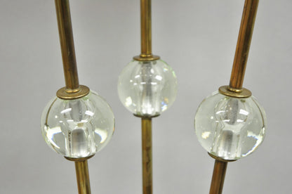 Vintage Mid Century Italian Modern Brass and Glass Sphere Tripod Tall Table Lamp