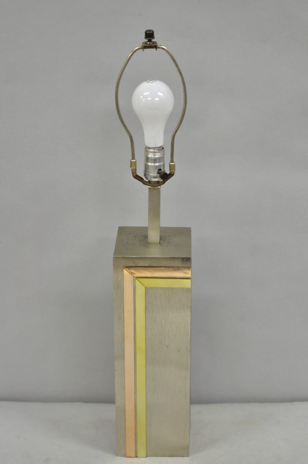 Laurel Pierre Cardin Style Brushed Aluminum Mid Century Modern Cubist Table Lamp