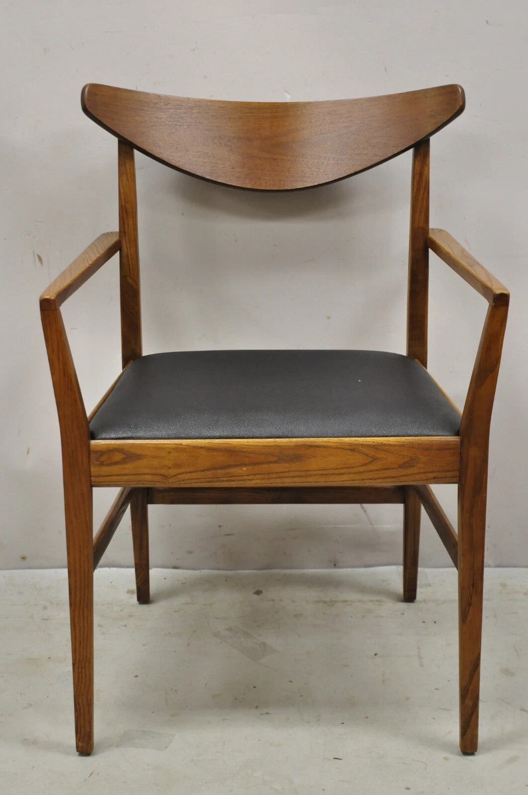Vintage Mid Century Modern Cat Eye Walnut Dining Chairs by Stanley - Set of 4