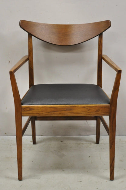 Vintage Mid Century Modern Cat Eye Walnut Dining Chairs by Stanley - Set of 4
