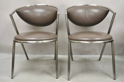 Vintage Brueton Mid Century Modern Tubular Steel Cat Eye Lounge Chairs - a Pair