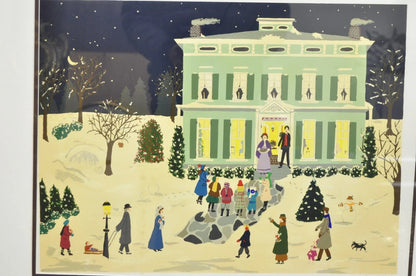 Jane Currie Clark "Christmas Carolers" Signed Art Serigraph Print Picture
