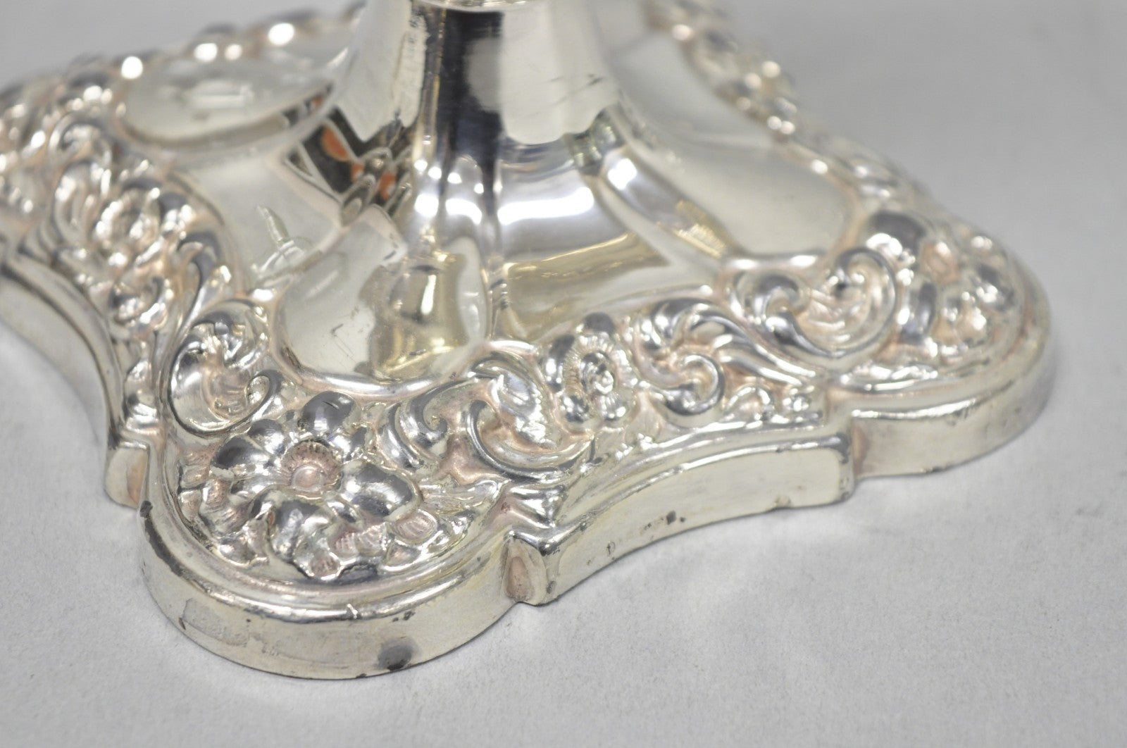 Antique Victorian Silver Plated Glass Hurricane Lamp Shade Candlestick - Pair