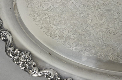 Vintage Poole 400 Lancaster Rose Silver Plated Bar Serving Platter Tray on Feet