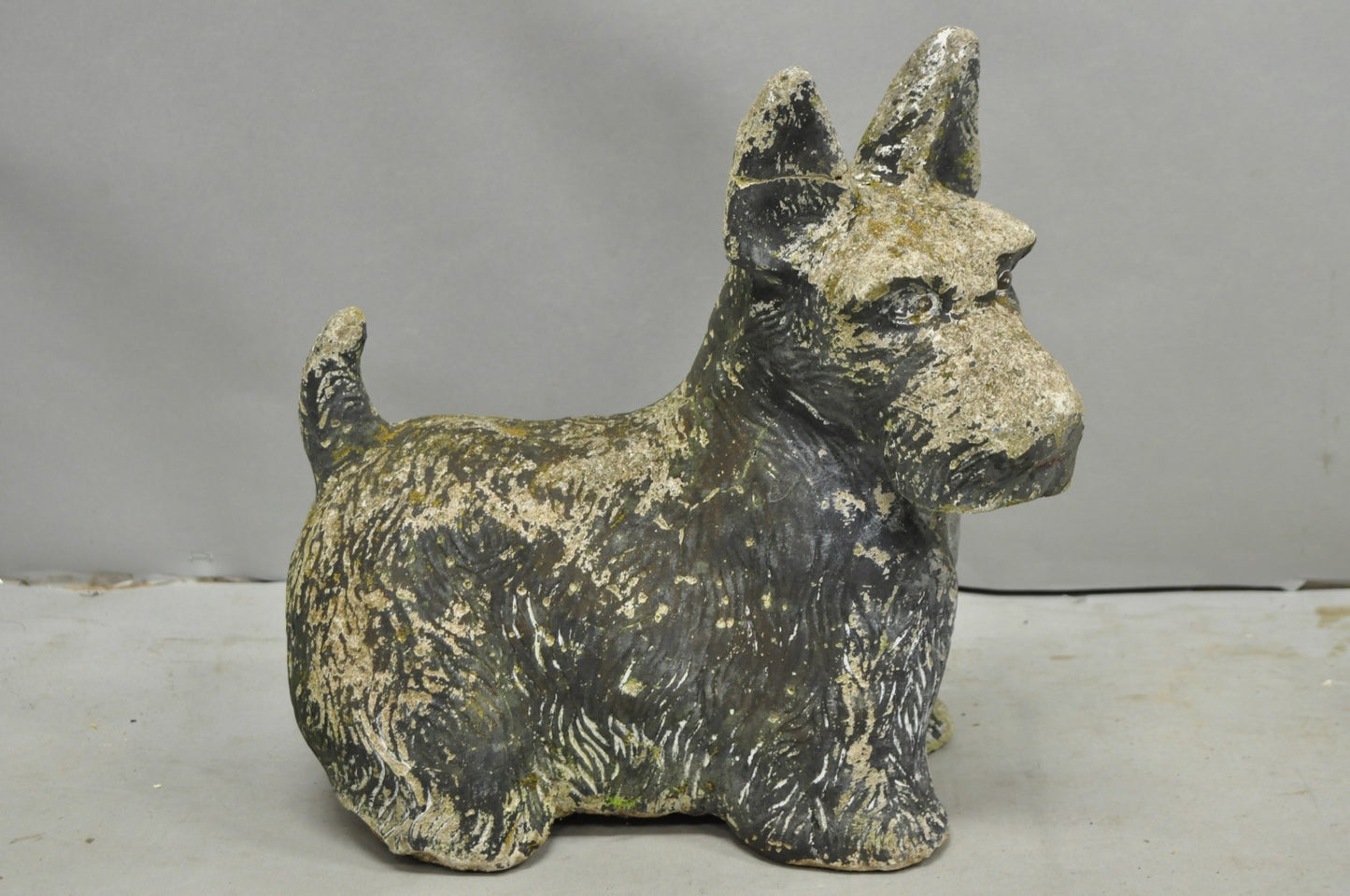 Vintage Scottish Terrier Scotty Dog 12" Small Cast Stone Concrete Garden Figure