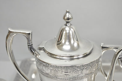 Antique Bernard Rices Sons Antique Edwardian Silver Plated Tea Service, 5 pc Set