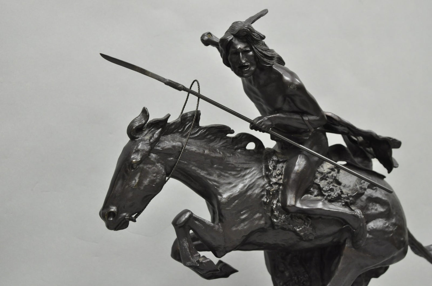 Frederic Remington "Cheyenne" Lost Wax Cast Bronze Native American Sculpture