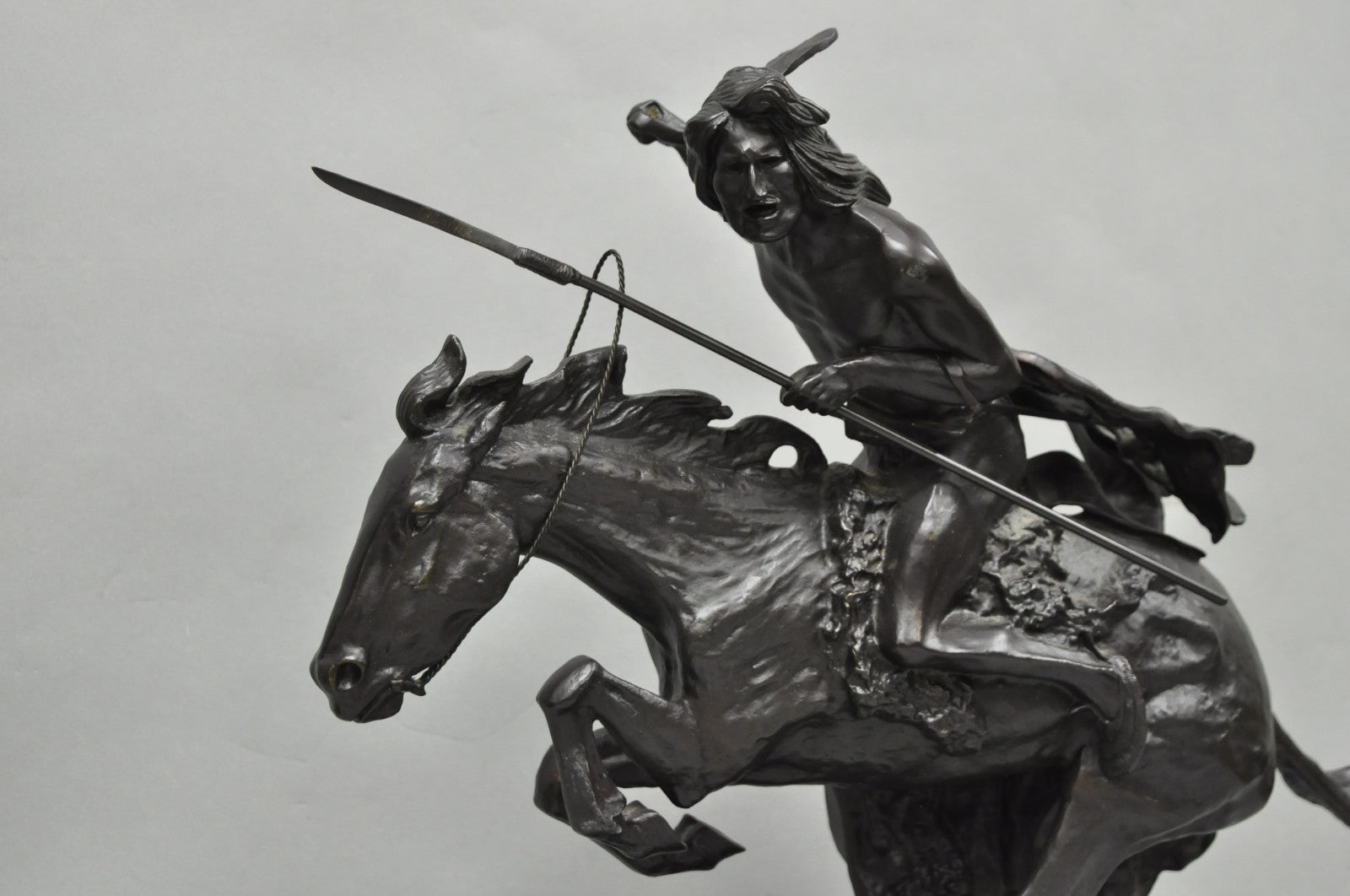 Frederic Remington "Cheyenne" Lost Wax Cast Bronze Native American Sculpture