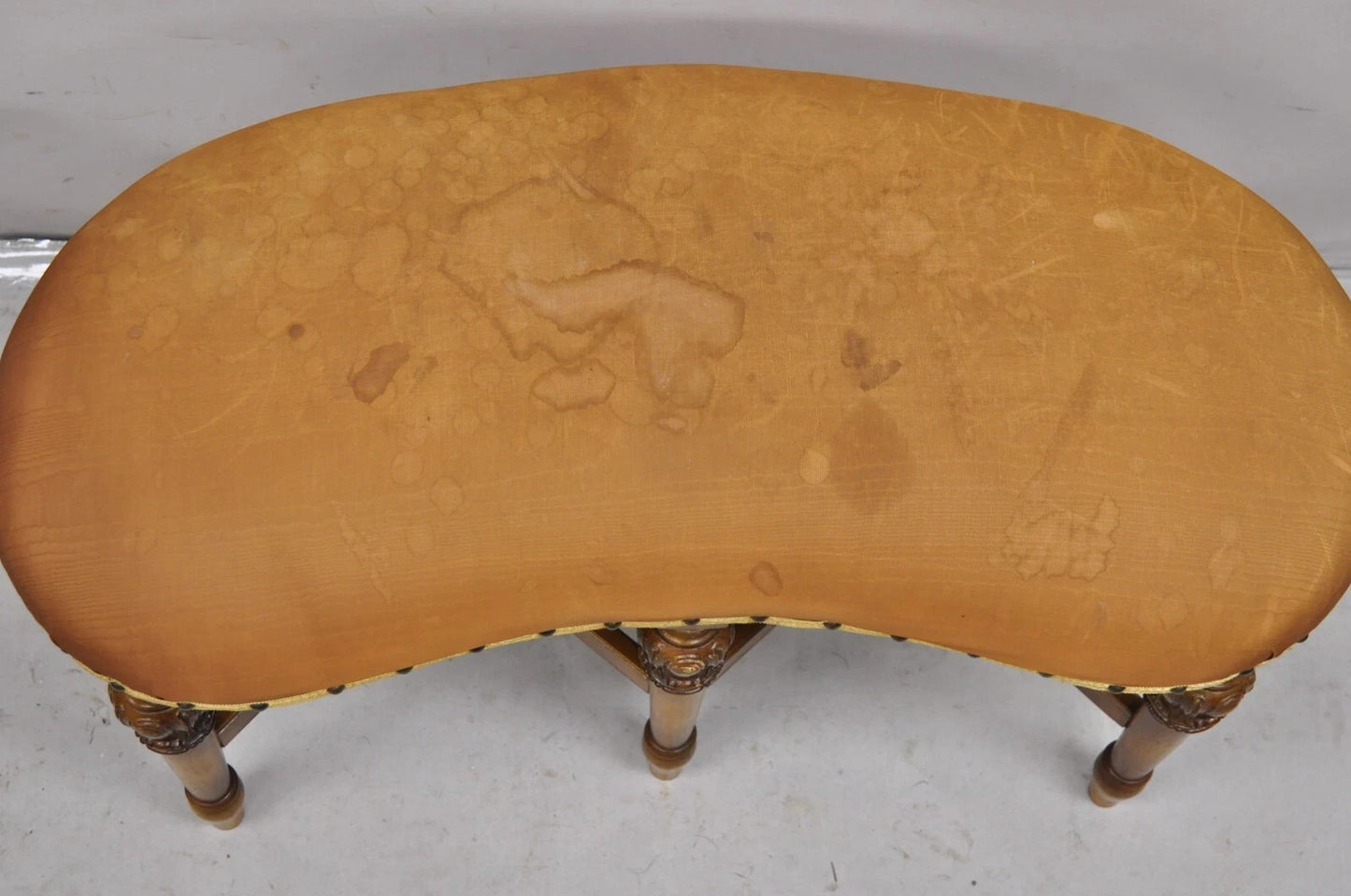 Antique Joerns Bros French Provincial Kidney Bean 6 Leg Vanity Bench Stool
