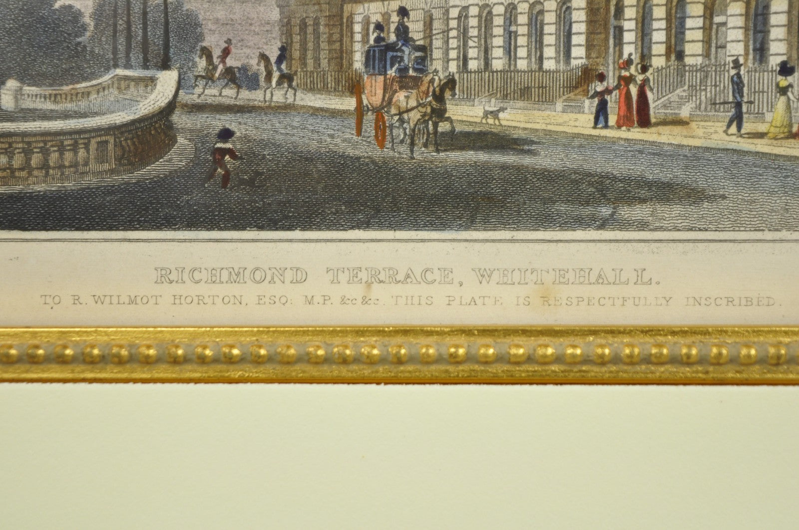 Antique "Richmond Terrace, Whitehall" Color Print by T. Shepherd, M.S Barenger