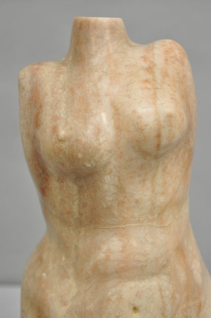 Morton Gaffin Female Nude Bust Modernist Carved Peach Alabaster Sculpture