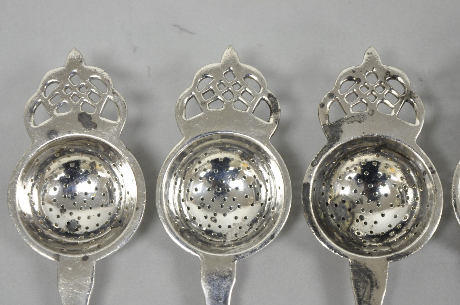 Antique D.W. Haber & Son NY Silver Plated Victorian Tea Strainer - Set of 6