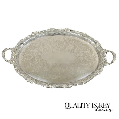 Antique Barker Ellis Victorian Silver Plated Grapevine Repousse Bar Serving Tray