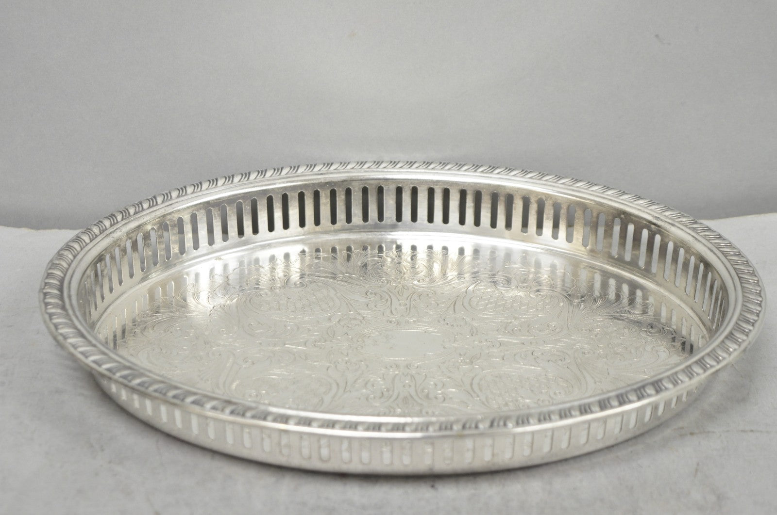 Vintage Eales Silver Plated Small Raised Gallery Oval Trinket Dish Bar Tray