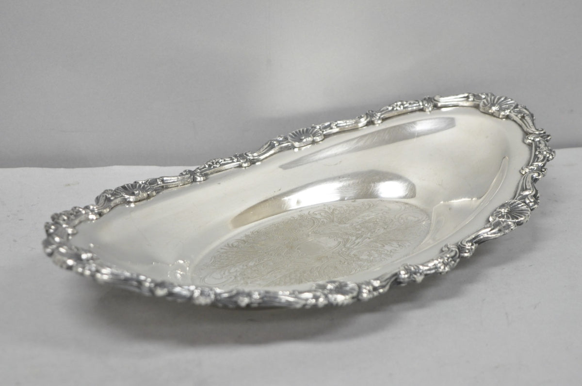 Vintage Victorian Style Silver Plated Oval 13.5" Trinket Serving Dish (B)
