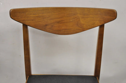 Vintage Mid Century Modern Cat Eye Walnut Dining Chairs by Stanley - Set of 4