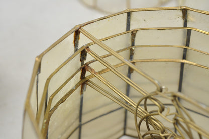 Vintage Italian Hollywood Regency Capiz Shell Gold 8.5" Round Clip On Lamp Shade