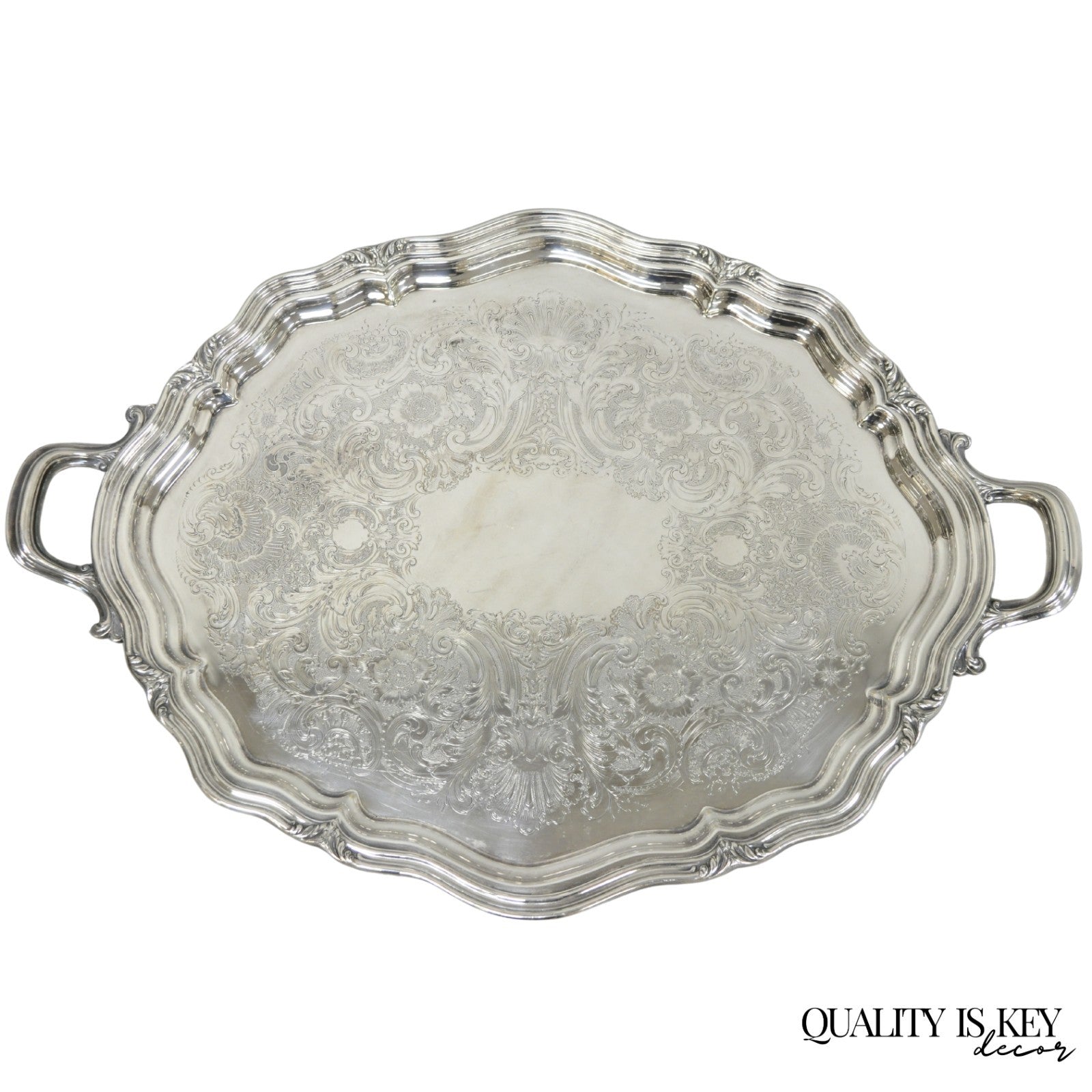 Antique Reed & Barton Winthrop Silver Plated Victorian Bar Serving Platter Tray