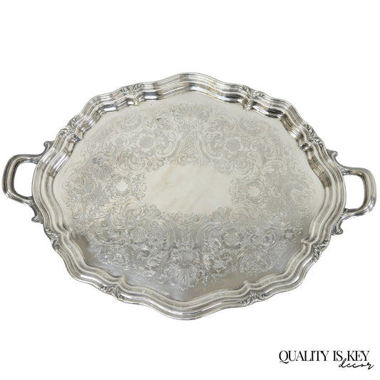 Antique Reed & Barton Winthrop Silver Plated Victorian Bar Serving Platter Tray