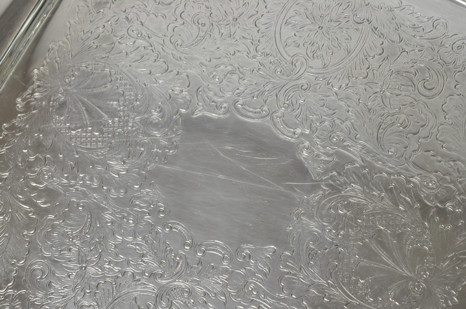 Vintage Sheffield Silver Plated Square Serving Bar Tray w/ Celluloid Handles