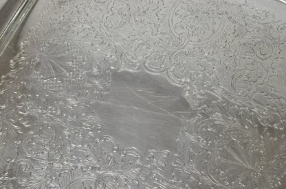 Vintage Sheffield Silver Plated Square Serving Bar Tray w/ Celluloid Handles