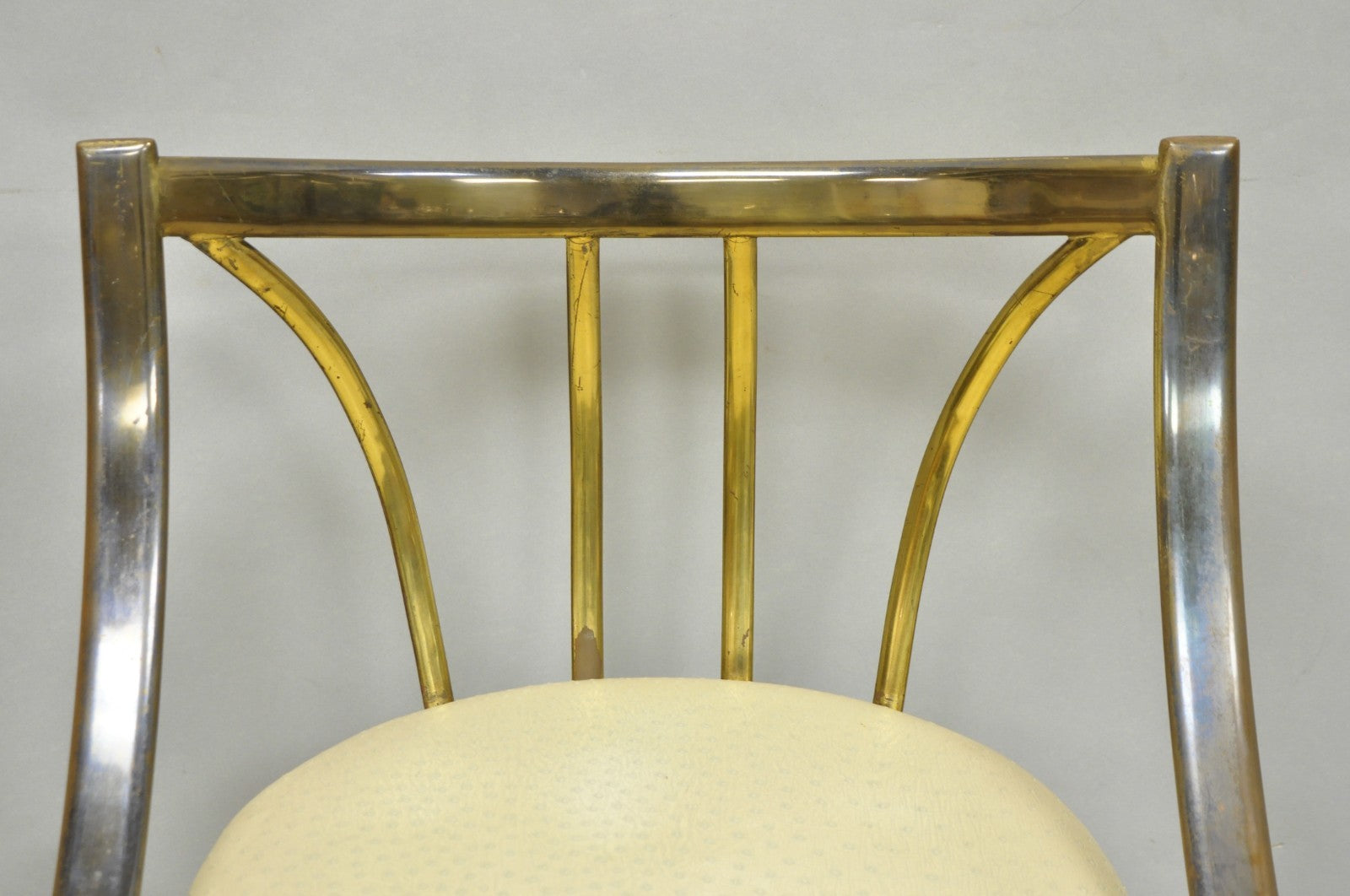 Vintage Italian Hollywood Regency Sculptural Brass Chiavari Style Accent Chair