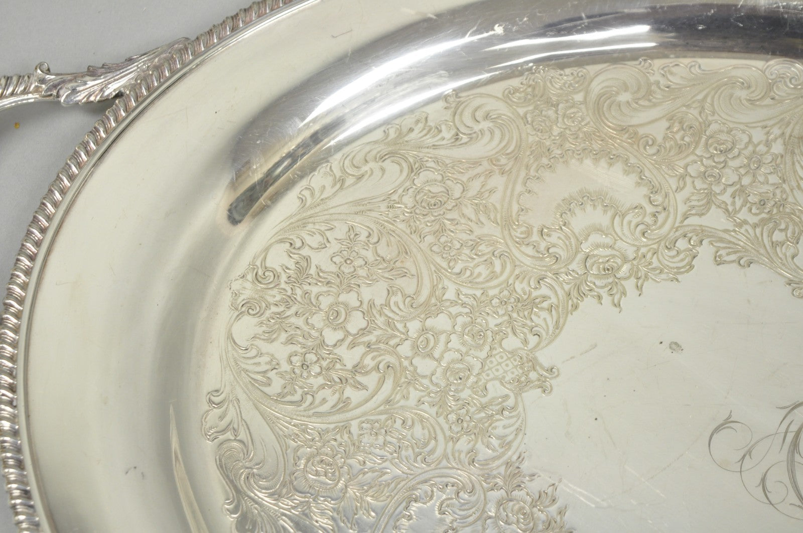 Vintage English Victorian EGW&S Silver Plated Oval Serving Platter Tray w/ Mono