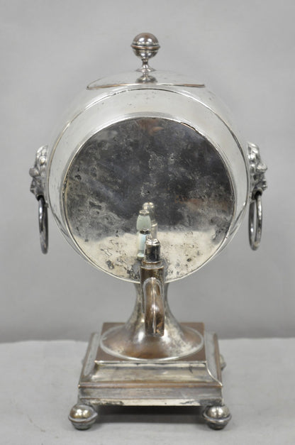 Antique English Regency Silver Plated "Whiskey Barrel" Samovar w/ Lions by B&W