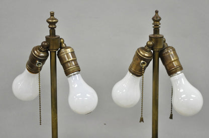 Antique French Empire Neoclassical Bronze Candlestick Column Table Lamps a Pair