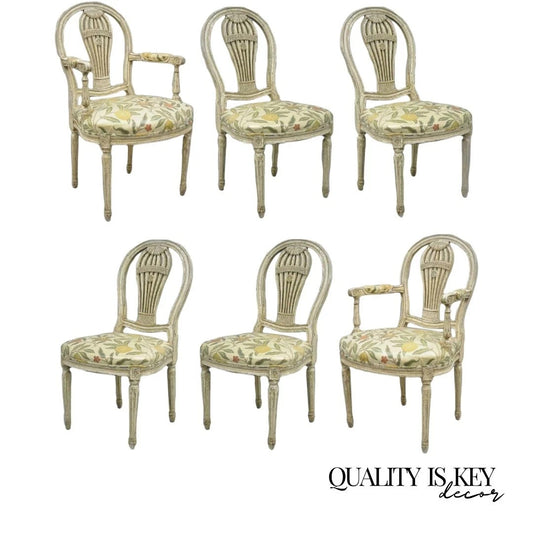 Vintage French Louis XVI Montgolfier Hot Air Balloon Dining Chairs - Set of 6