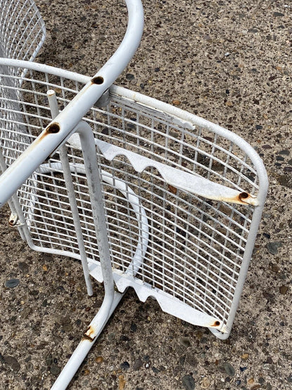 Vintage Mid Century Modern Reclining Wrought Iron Sculptural Patio Lounge Chair